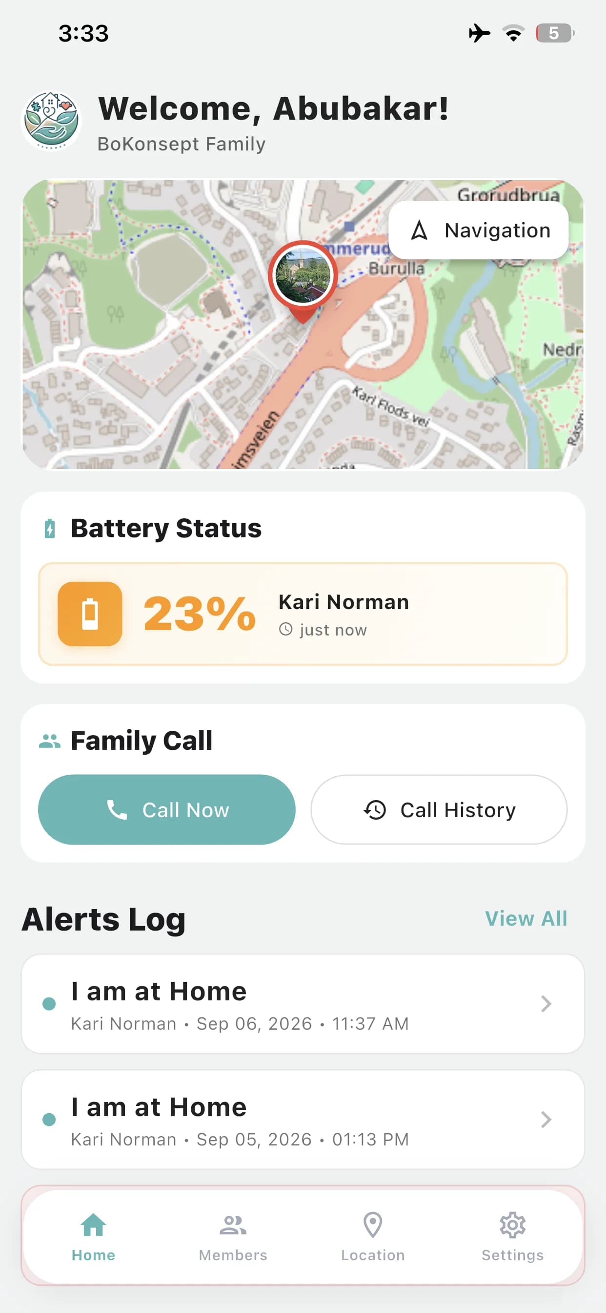 Bo Trygt Hjemme — Home Screen