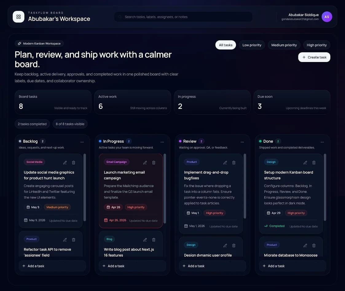 TaskFlow — Task Dashboard